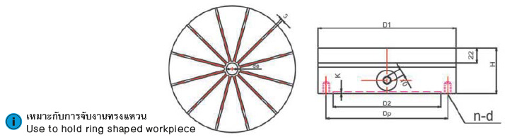 แม่เหล็กถาวรทรงกลม เส้นแรงแบบดาว drawing