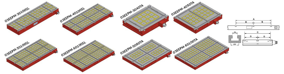 แม่เหล็กถาวร ควบคุมด้วยไฟฟ้า มีร่อง drawing