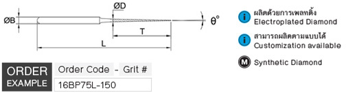 หัวเจียรเพชร ปลายแหลม drawing