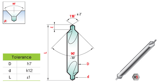 ดอกนำศูนย์ 90° รุ่นยาว drawing