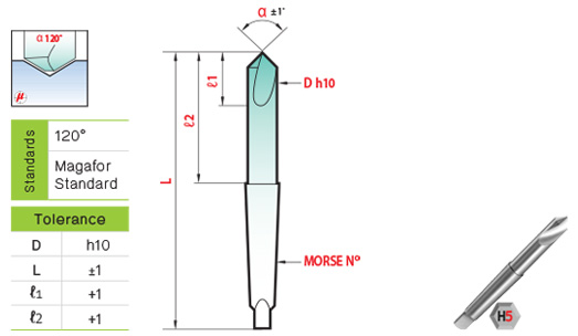 NC Drill Taper Shank 120° drawing