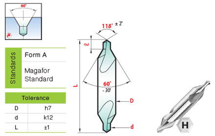 Magafor 091055050 60 Degree Futura Coated Cobalt Plain Type Center Drills Magafor 091055050 60 Degree Futura Coated Cobalt Plain Type Center Drills