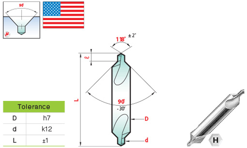 ดอกนำศูนย์ 90° มาตรฐานอเมริกา drawing