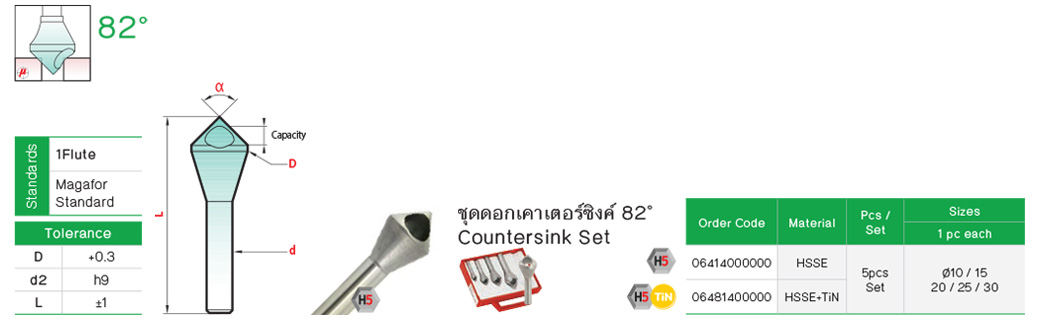 ดอกเคาเตอร์ซิงค์ 82° มีรู drawing