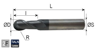 CFT คาร์ไบด์ บอลเอ็นมิล ชุบ TiALN drawing