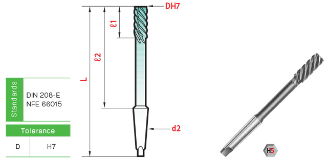 รีมเมอร์เกลียวเลื้อย (45°) ก้านเทเปอร์ drawing