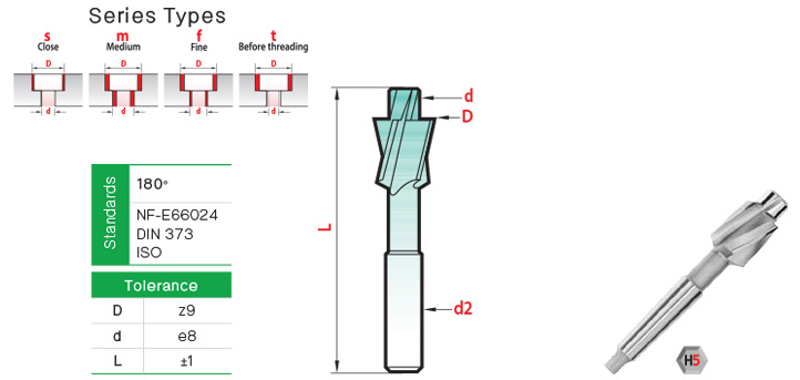 Counterbores Taper Shank 180° drawing
