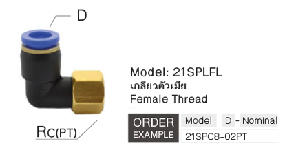 ข้อต่อลมแม่พิมพ์ หักศอก เกลียวตัวเมีย drawing