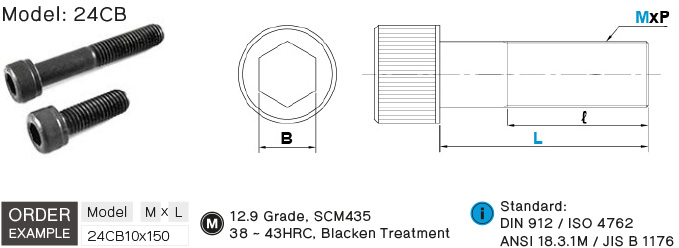 สกรูหัวจมหกเหลี่ยมรมดำ drawing
