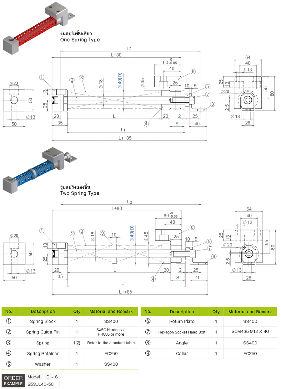 Spring Unit for Cam Return (40mm) drawing