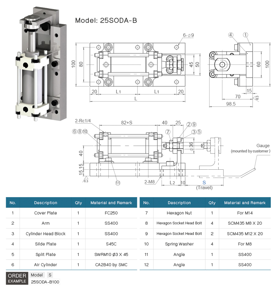 Disappearing Gauge SODA-B drawing