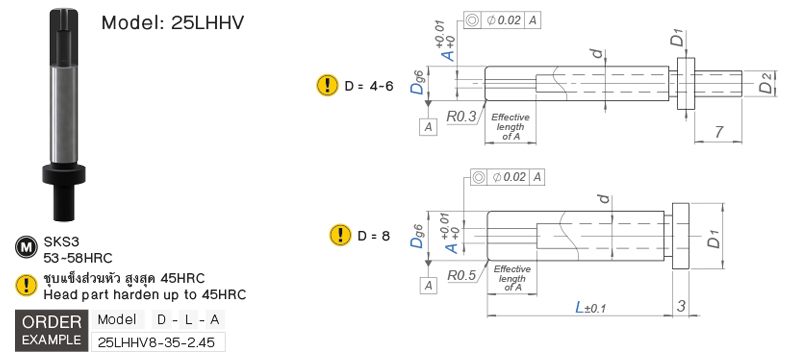 Lifter Pins with Pilot Punch Relief Hole drawing
