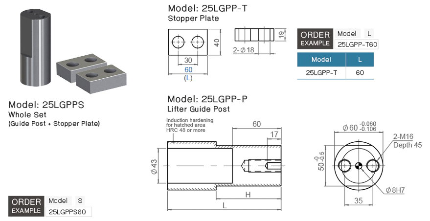 Lifter Guide Post Set LGPPS drawing