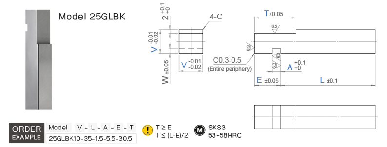 บล็อคไกด์ลิฟเตอร์ แบบร่องตายตัว drawing