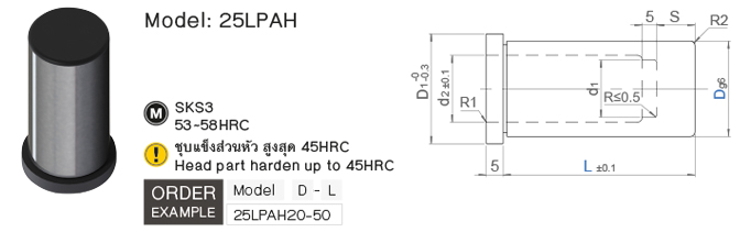 ลิฟเตอร์พินแบบมีรูสปริง drawing