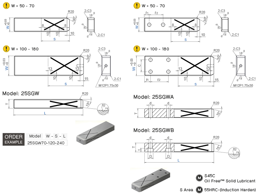 ไกด์บาร์ ร่องน้ำมันตัว X drawing