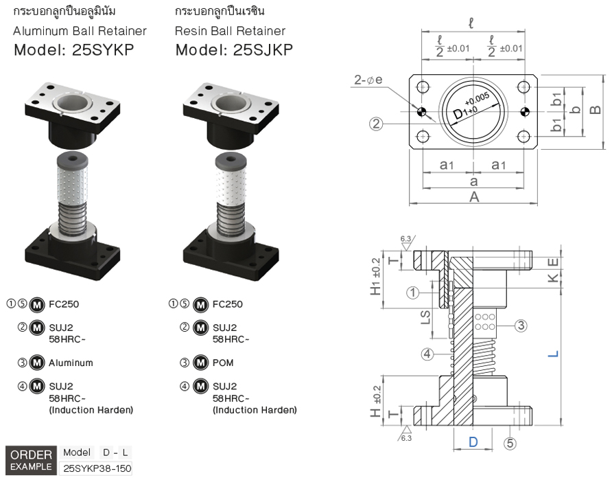 ชุดไกด์โพสท์เซ็ทลูกปืน ฝาล็อค drawing