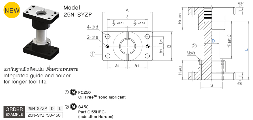ชุดไกด์โพสท์เซ็ท Oil Free ยึดติดกับฐาน drawing