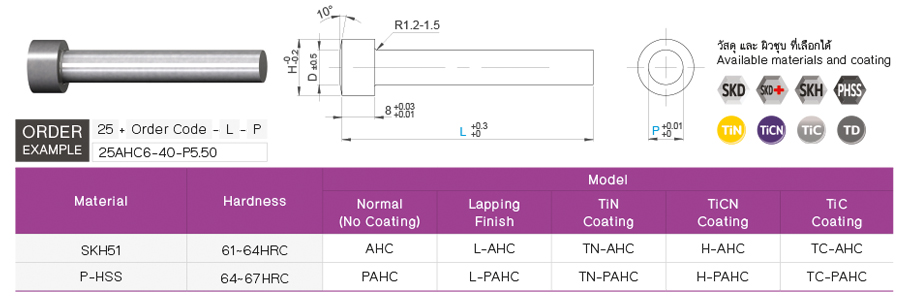 Straight Punch for Heavy Load drawing