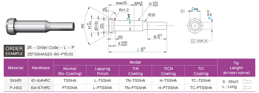 Tapered Head Punch drawing