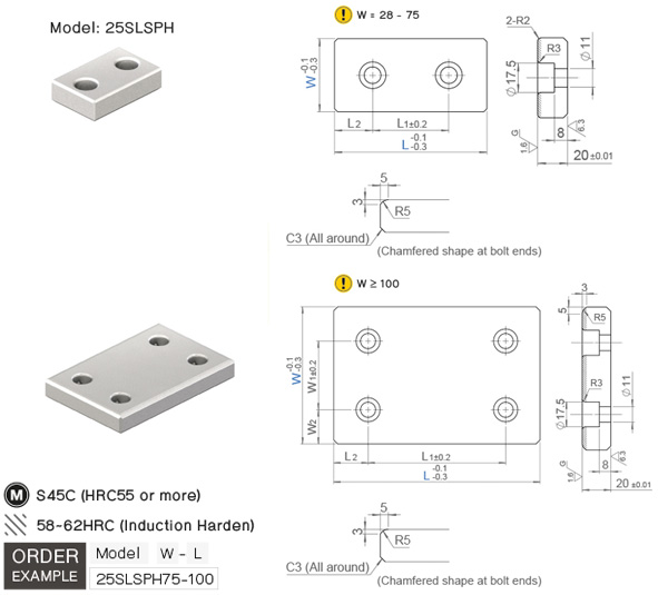 สไลด์เพลทเหล็กกล้า (20มม) drawing