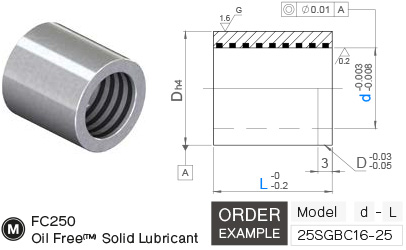 Oil Free Guide Stripper Bush (Adhesive) drawing