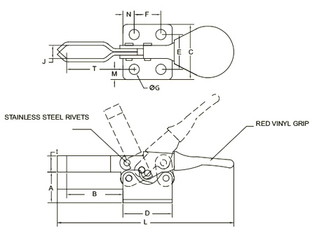 ท็อกเกิ้ลแคลมป์ กดลง แนวนอน รุ่นเล็กพิเศษ drawing