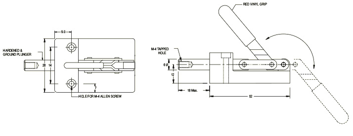 ท็อกเกิ้ลแคลมป์ แบบดัน รุ่นเล็ก drawing