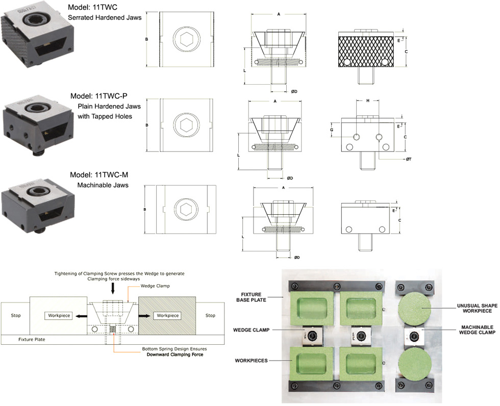 Wedge Clamps jigg and fixture holding multiple parts machining