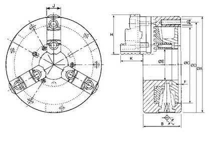 3-Jaw Powerful Scroll Chuck drawing