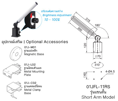 โคมไฟท่อ LED ปรับงอได้ drawing