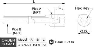 Hex Key Extension Elbow drawing