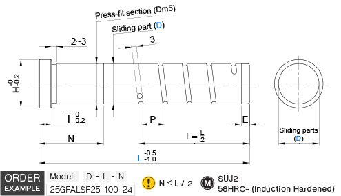 ลีดเดอร์พิน มีร่องน้ำมันแบบเกลียว drawing