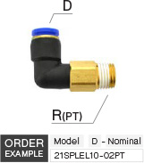 ข้อต่อสวมเร็ว เกลียวยาวตัวผู้ หักศอก drawing