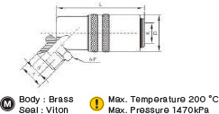 โมลด์คัปปลิ้ง เกลียวตัวผู้ หักศอก 45° (G-Type) drawing