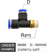 ข้อต่อสวมเร็ว เกลียวตัวผู้ ตัว T ข้าง drawing