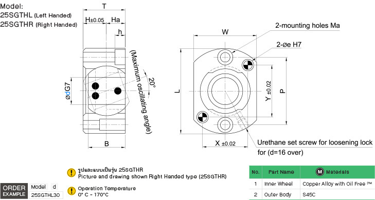 ไกด์บุชทรงกลม รุ่นแข็งแรงพิเศษ drawing