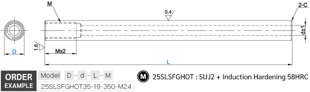 Linear Pipe Shaft, One End Tapped drawing