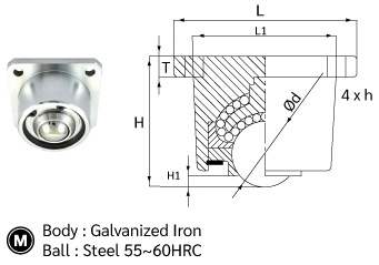 บอลลำเลียง รุ่นกลับหัว ยึดฐาน drawing