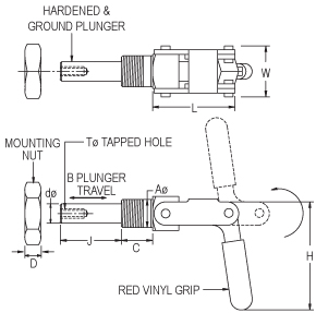 Push-Action Toggle Clamp (Front Mount) drawing