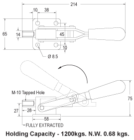 Push-Action Toggle Clamp (Reverse Handle) drawing