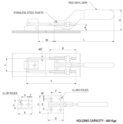 Horizontal Pull-Action Toggle Clamp (New Serie) drawing