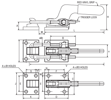 Heavy-Duty Horizontal Latch Clamp drawing