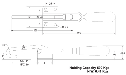 Horizontal Latch Clamp (Light Duty) drawing