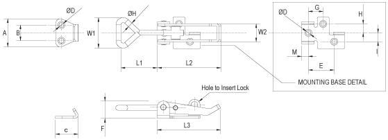 Light-Duty Horizontal Latch Clamp (Lockable) drawing