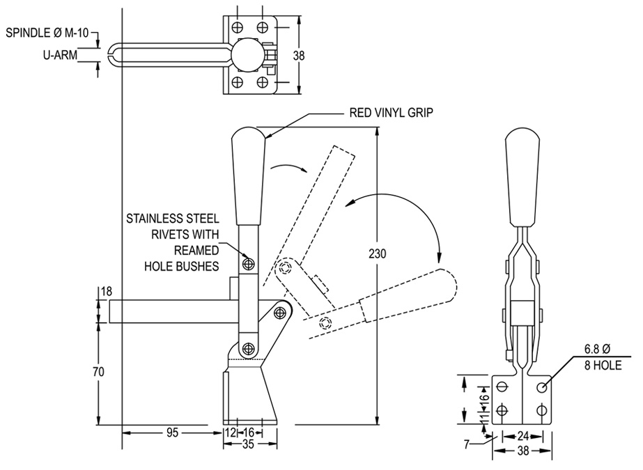 Hold-Down Toggle Clamp (Right Angle Base) drawing