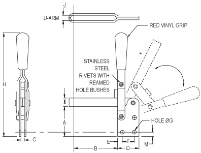 ท็อกเกิ้ลแคลมป์ กดลง แนวตั้ง (ฐานตรง) drawing