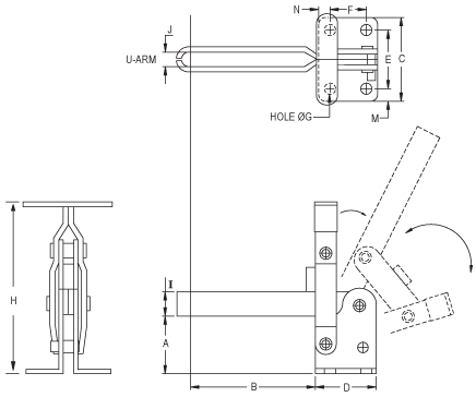 ท็อกเกิ้ลแคลมป์ กดลง แนวตั้ง (T-Handle) drawing