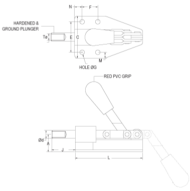 Vertical Hold-Down Toggle Clamp (Angle Base) drawing