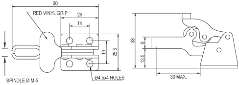 ท็อกเกิ้ลแคลมป์ กดลง (Forward Handle) drawing